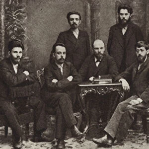 Lenin with a group of members of the St Petersburg League of Struggle for the Emancipation of the Working Class, St Petersburg, February 1897 (b / w photo)
