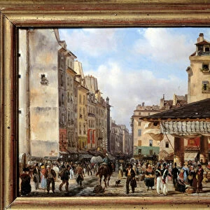 Les Halles and rue de la Tonnellerie in 1828: view of Paris in the 19th century