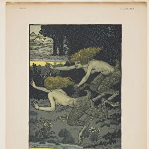 Les Petites Faunesses, 1896 (colour wood engraving)