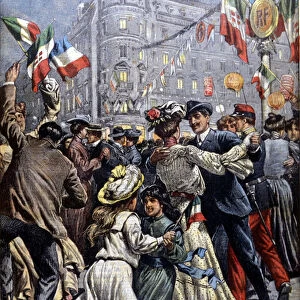 Les souverains d Italie a Paris: les bals populaires dans les rues