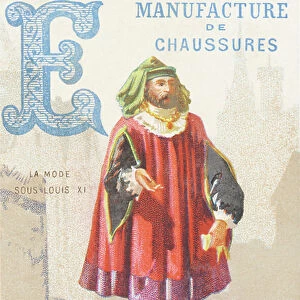 Letter E - Fashion under Louis XI (men's costume), 1880 (chromolithography)