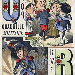 Letters Q and R: Military quadrille and Officer Round. Engraving in "