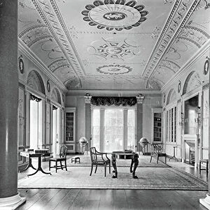 The Library, Heveningham Hall, Suffolk, from The English Country House (b/w photo)