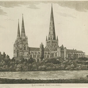 Lichfield Cathedral - South View: aquatint engraving, nd [c 1820-1830] (print)