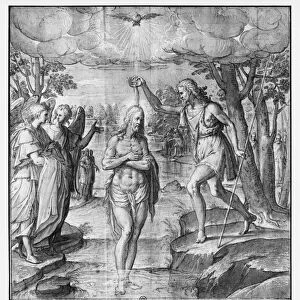 Life of Christ, Baptism of Christ, preparatory study of tapestry cartoon for the