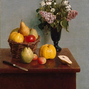 Still Life with Flowers and Fruit, 1866 (oil on canvas)