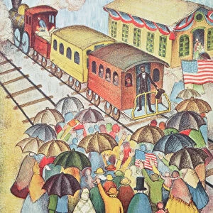 Lincoln Leaving Springfield, Illinois by Train (pastel on paper)