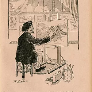 L'Indiscret, Satirique en N & B, 1906_10_10: Art, Salons, Jury - Painters artists - Illustration by R Eler