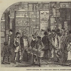 London Sketches, Bird Fair, Great St Andrews Street, Seven Dials (engraving)