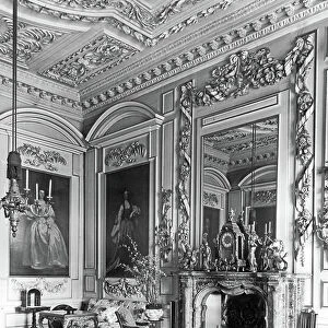 The Long Gallery, Sudbury Hall, Derbyshire, from The English Country House (b/w photo)