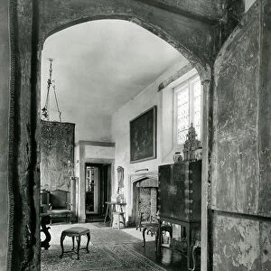Looking across the hall from the door to the original buttery, Beckley Park, Oxfordshire, from The English Manor House (b/w photo)