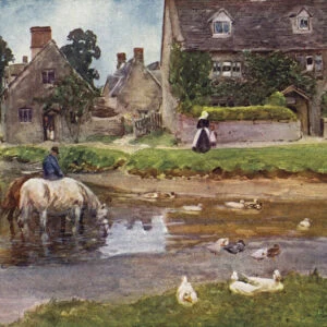 Lower Slaughter (colour litho)