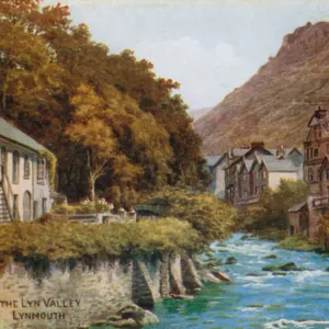 The Lyn Valley, Lynmouth (colour litho)