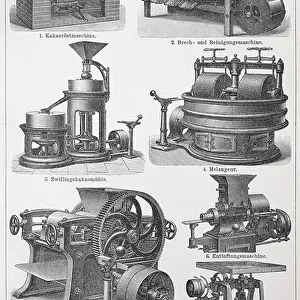Machines for the production of chocolate, Historical, digital reproduction of an original from the 19th century
