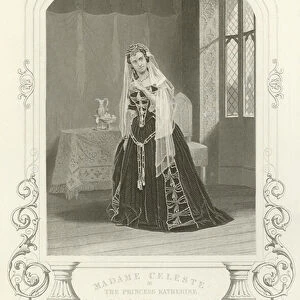 Madame Celeste as the Princess Katherine in Henry V, Act V, Scene II (engraving)