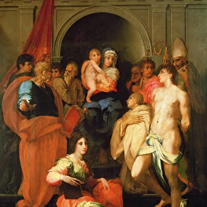 Madonna Enthroned with Ten Saints (oil on panel)