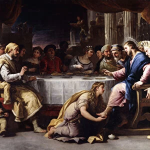 The Magdalen washing Christs Feet in the House of Simon, (oil on canvas)