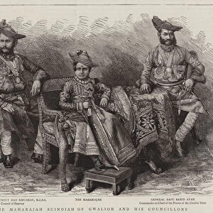 The Maharajah Scindiah of Gwalior and his Councillors (engraving)