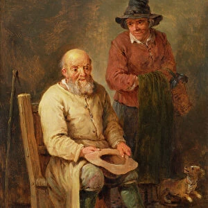 A man seated with a woman by his side and a dog at their feet, 17th century