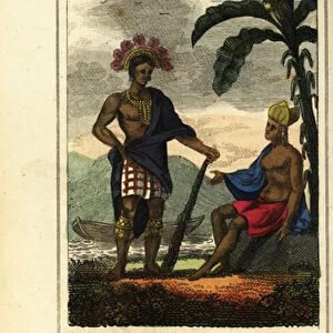 Man and woman of the Isle of Paques or Easter Island, 1818