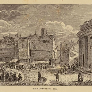 Manchester: The Market Place, 1823 (engraving)