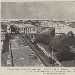 Manila, Capital of the Philippines, and of Spains Possessions in the East, bombarded by the American Fleet under Admiral Dewey, View towards the Mouth of the River Pasig, from the Walls of the Old City (litho)