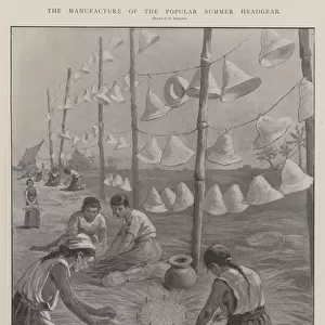 The Manufacture of the Popular Summer Headgear (engraving)