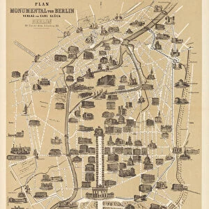 Map of Berlin, published by Carl Glueck Verlag, Berlin, 1860 (colour litho)