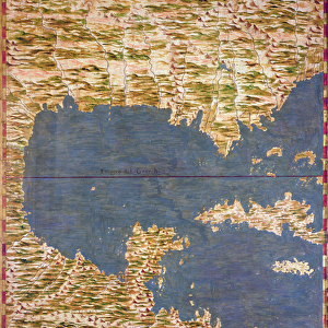 Map of Cuba and the Caribbean (oil on panel)