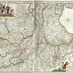 Map of the Duche of Gelderland and the Count of Zutphen (Germany) (etching, 1671)