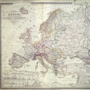 Map of Europe, 1841 (colour litho)