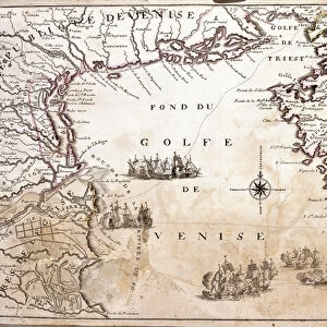 Map of the Gulf of Venice, Adriatic Sea (Engraving, 1717)