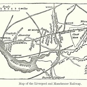 Map of the Liverpool and Manchester Railway (engraving)