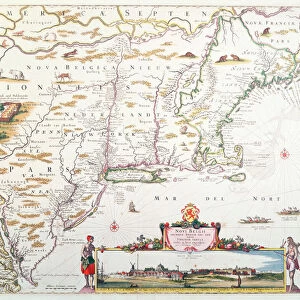 Map of New Belgium with a View of New Amsterdam, compiled by Nicolaes Visscher (1618-1709