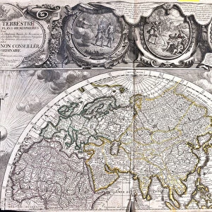 Map of the northern hemisphere of the world, 1708 (etching, 1717)