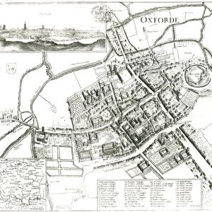 Map of Oxford, 1643 (engraving) (b / w photo)