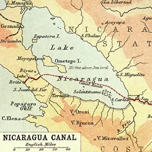 Map showing the proposed Nicaraguan Canal Map showing the proposed Nicaraguan Canal, from "The Business Encyclopaedia and Legal Adviser", published 1907 (litho)