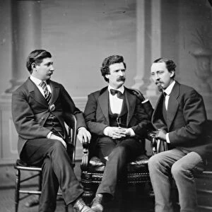 Mark Twain, George Alfred Townsend and David Gray, 1871 (b / w photo)