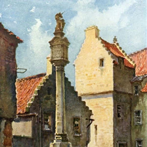 Market Cross, Culross (colour litho)