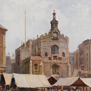 The Market-Place and Guildhall, Norwich (colour litho)