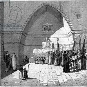 Maronite rite - Bapteme in a family of Metualis - Beirut, 1860