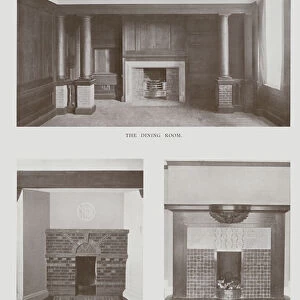 Marrowells, Walton-on-Thames, The Dining Room, Two Fireplaces (b / w photo)