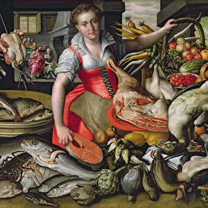 Martha preparing the meal for Jesus or Jesus at the House of Martha and Mary (oil