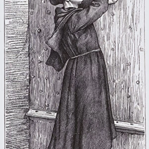 Martin Luther nailing his 95 Theses to the door of All Saints Church, Wittenberg, Germany, 1517 (engraving)
