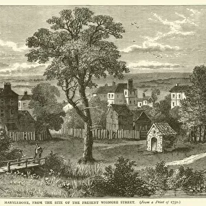 Marylebone, from the site of the present Wigmore Street, from a print of 1750 (engraving)