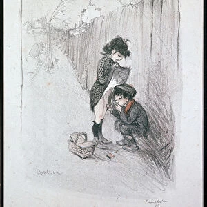 "Me fous pas l feu au c... "(aka don t light ny a... on fire") Series of "Little Parisiens", 1916 (drawing)