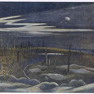 Meadow with Copse, from British Artists at the Front, Continuation of The Western Front, Part Three, Paul Nash, 1918 (colour litho)