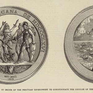 Medal Struck by order of the Peruvian Government to Commemorate the Repulse of the Spanish Fleet off Callao (engraving)