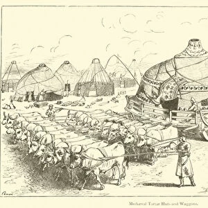 Mediaeval Tartar Huts and Waggons (engraving)