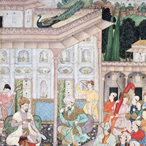 Meeting between Babur and Bedi Az Zaman Mirza, 16th-17th century (gouache on paper)